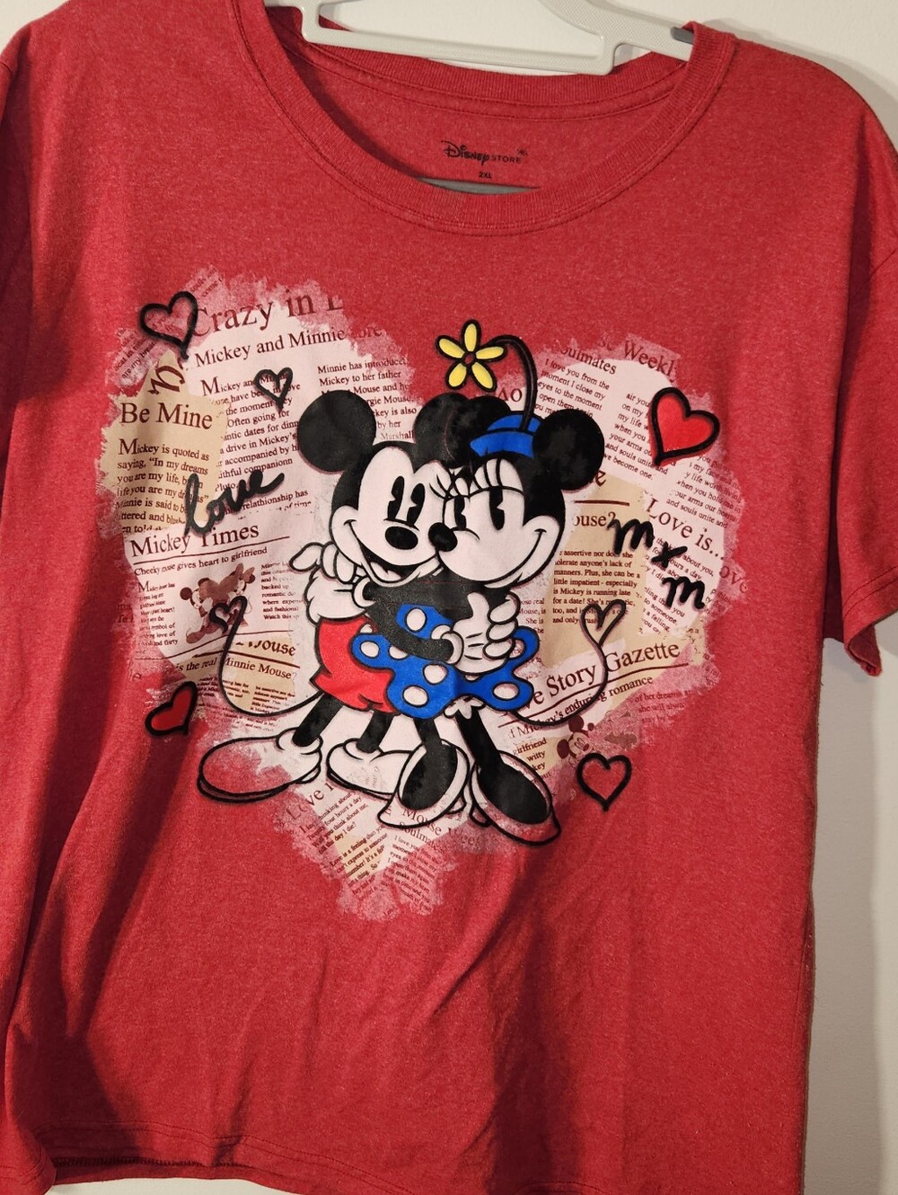 ❤️⭐️Disney Red Mickey & Minnie Heart Graphic Tee 2X